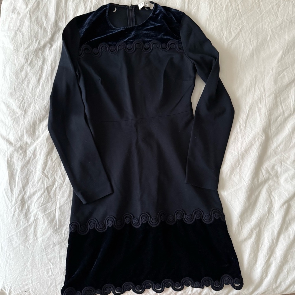 Sandro Navy Velvet Accent Dress